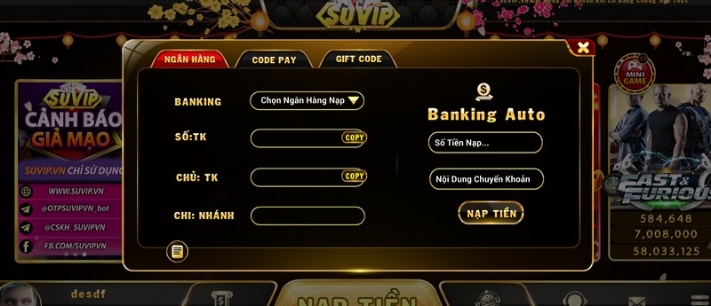 Nạp tiền vào cổng game đa dạng các hình thức, tốc độ lại nhanh 