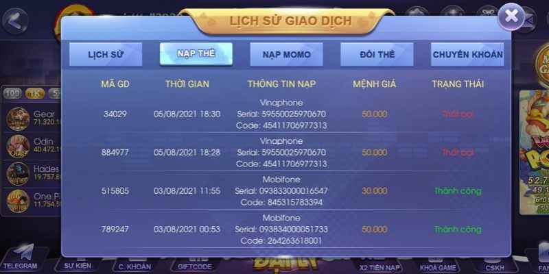 Kiểm tra lịch sử giao dịch tại Vuaclub