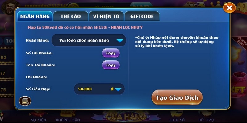 Nạp tiền đơn giản cùng cổng game Nổ Hũ 