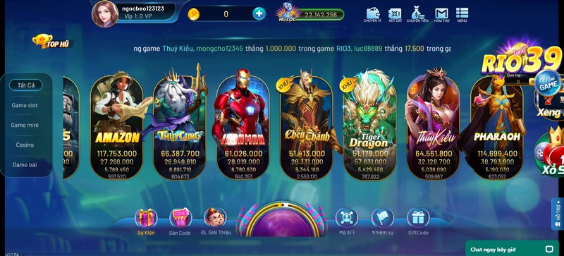 Hệ thống các sản phẩm slots đa chủ đề cuốn hút thành viên 