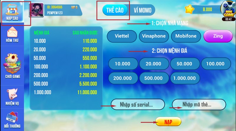 Giao dịch nạp rút tiền tại trang game hoàn toàn không bị tính phí