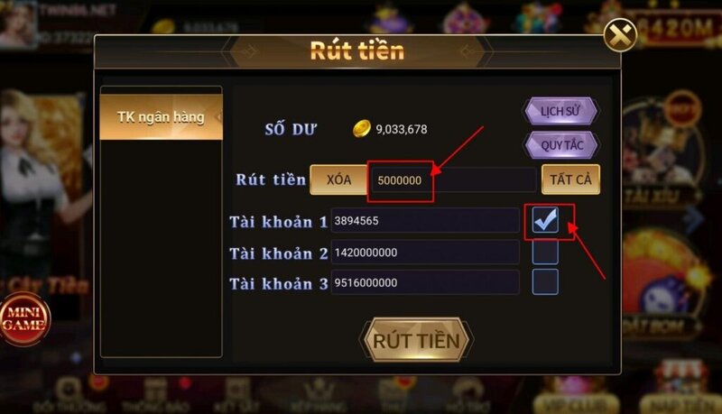 Cách rút tiền đơn giản không cần bước xác nhận ở cổng game này 