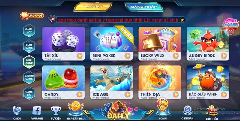 Hệ thống mini game của sân chơi thu hút hội viên bởi sự đa dạng