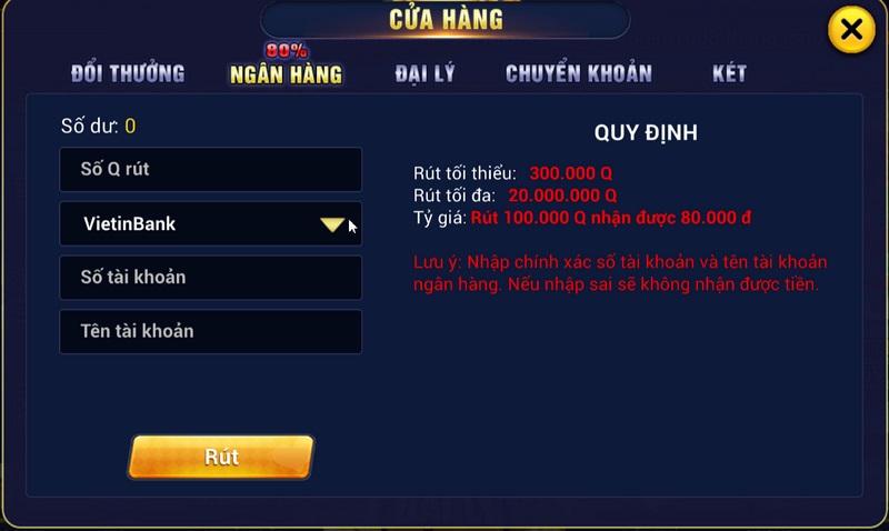 Hệ thống đổi thưởng tỷ lệ 1:1 cho người tham gia tại cổng game