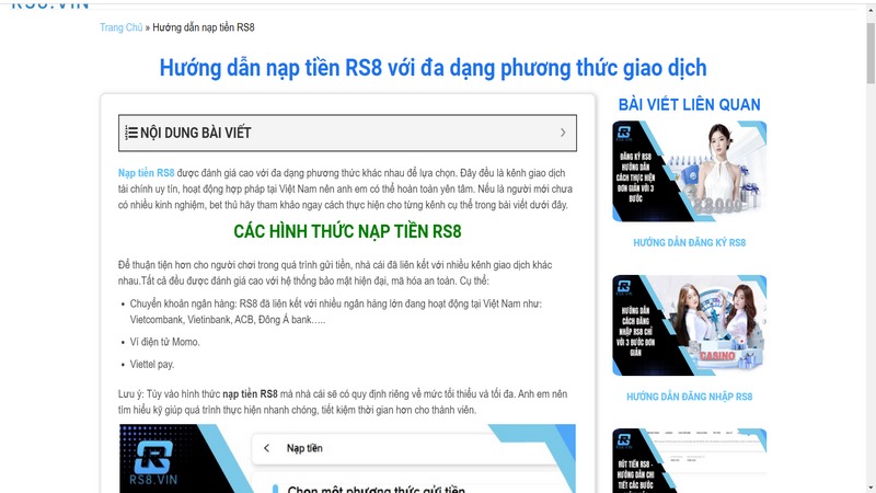 RS8.vin là đại lý nhà cái uy tín cam kết thông tin minh bạch